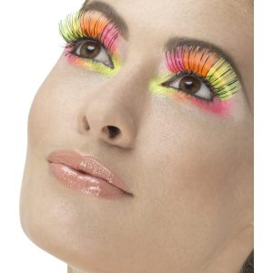 80's Party Eyelashes, Neon, Multi-Coloured