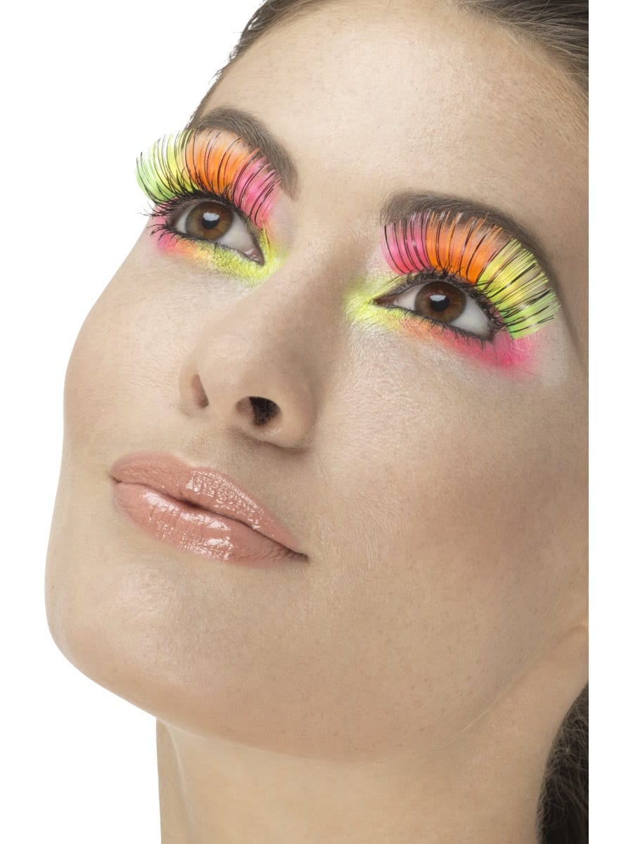 80's Party Eyelashes, Neon, Multi-Coloured