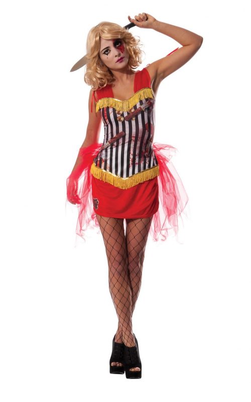 Circus Hell Knife Throwers Assistant Ladies Halloween Fancy Dress Costume
