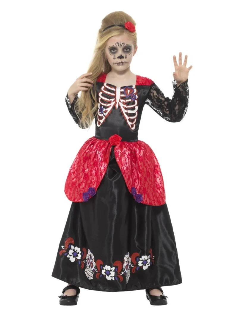 Day of the Dead Girl Children's Halloween Fancy Dress Costume - Image 2