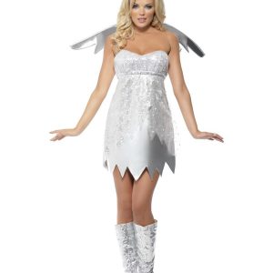 Fever Angel Shimmer Ladies Christmas Fancy Dress Costume
