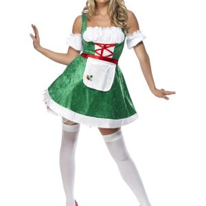Fever Christmas Maid Green Ladies Christmas Fancy Dress Costume