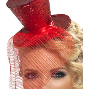 Fever Mini Top Hat On Headband, Red