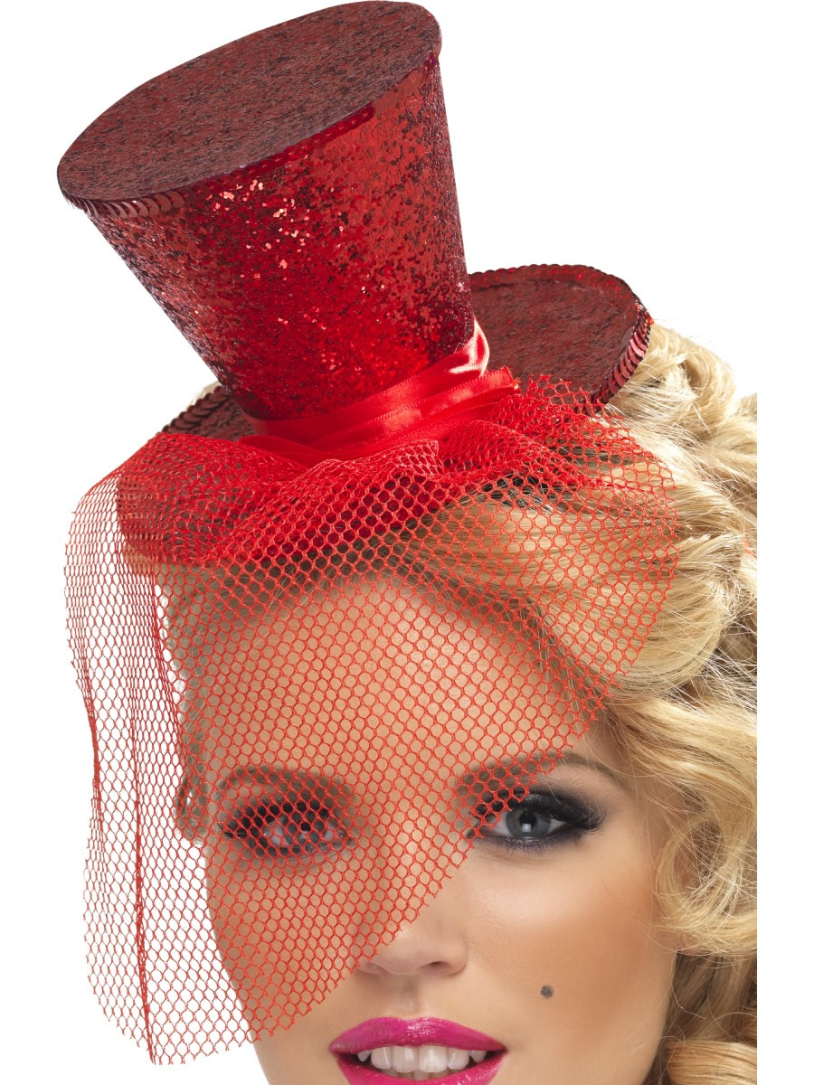 Fever Mini Top Hat On Headband, Red
