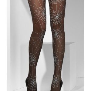 Black Tights With Spiderweb Design - Image 3