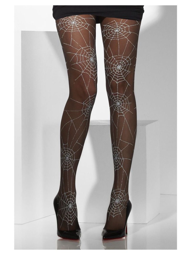Black Tights With Spiderweb Design - Image 3