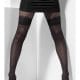 Black, Sheer Tights with Mock Hold-Up & Polka Dot Detail