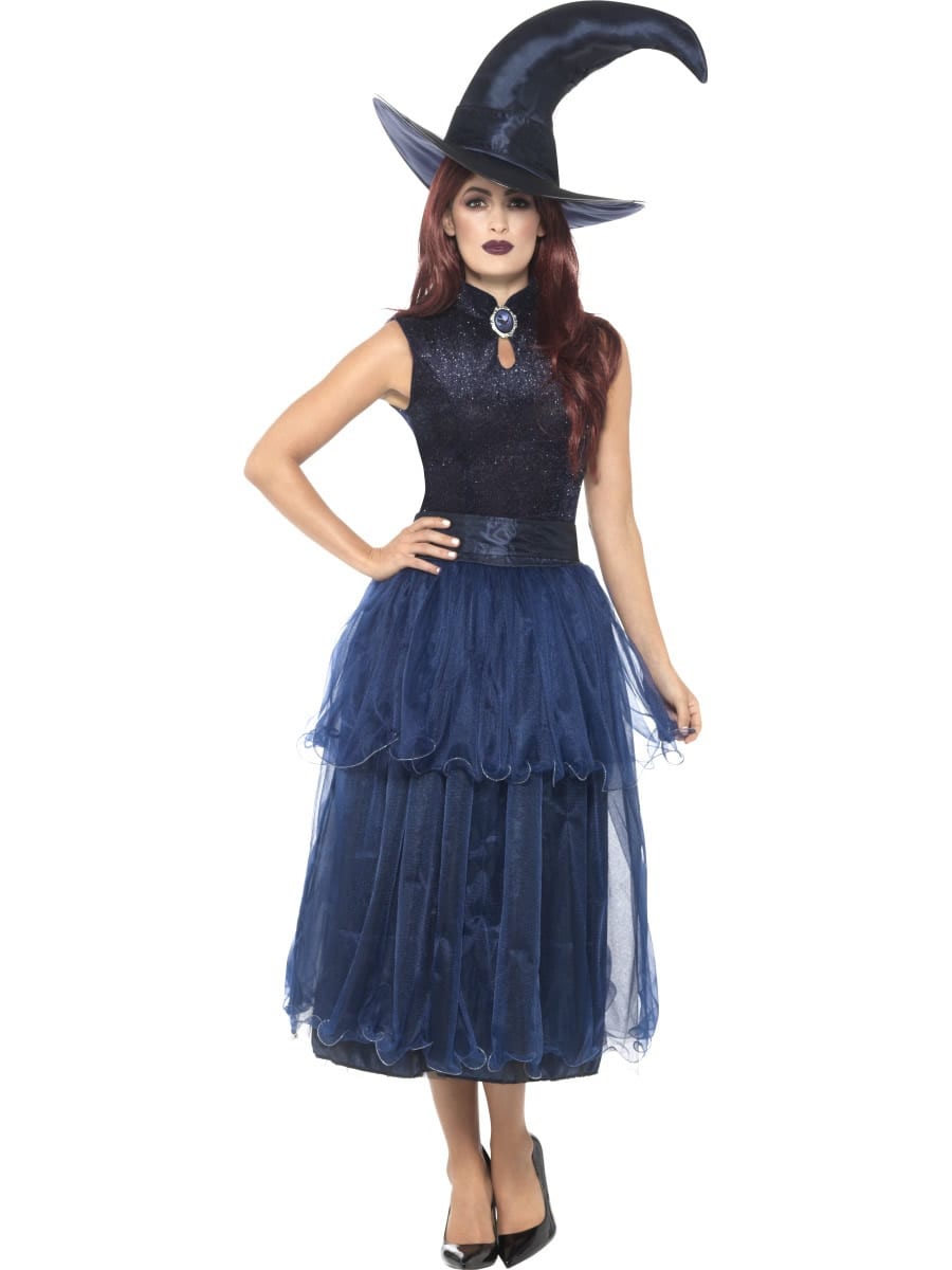 Deluxe Midnight Witch Ladies Halloween Fancy Dress Costume