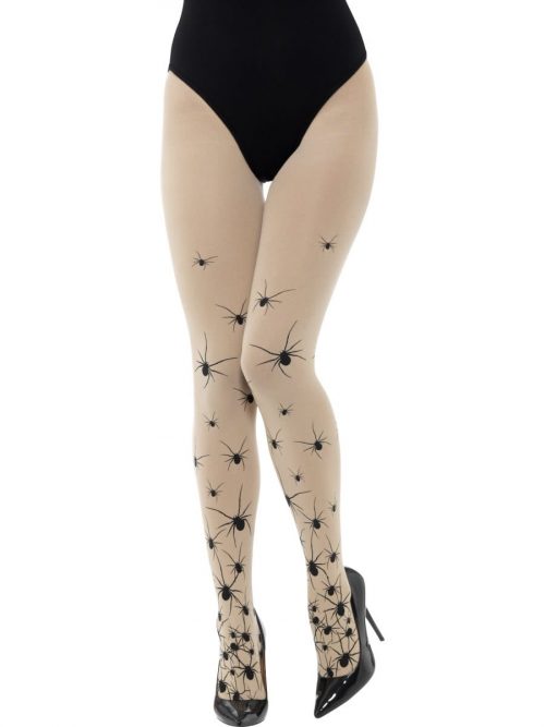 Nude Opaque Tights with Spiders