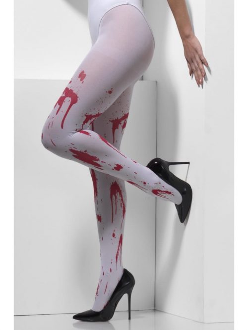 White Opaque Tights with Blood Splatter