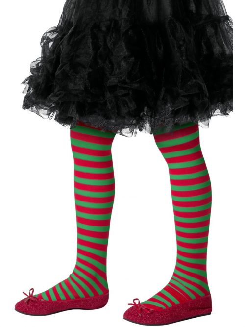 Red/Green Stripe Tights AGE 8-12 YEARS