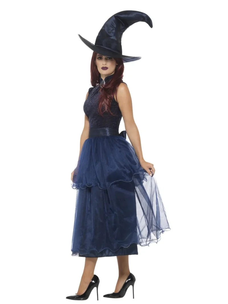 Deluxe Midnight Witch Ladies Halloween Fancy Dress Costume - Image 2