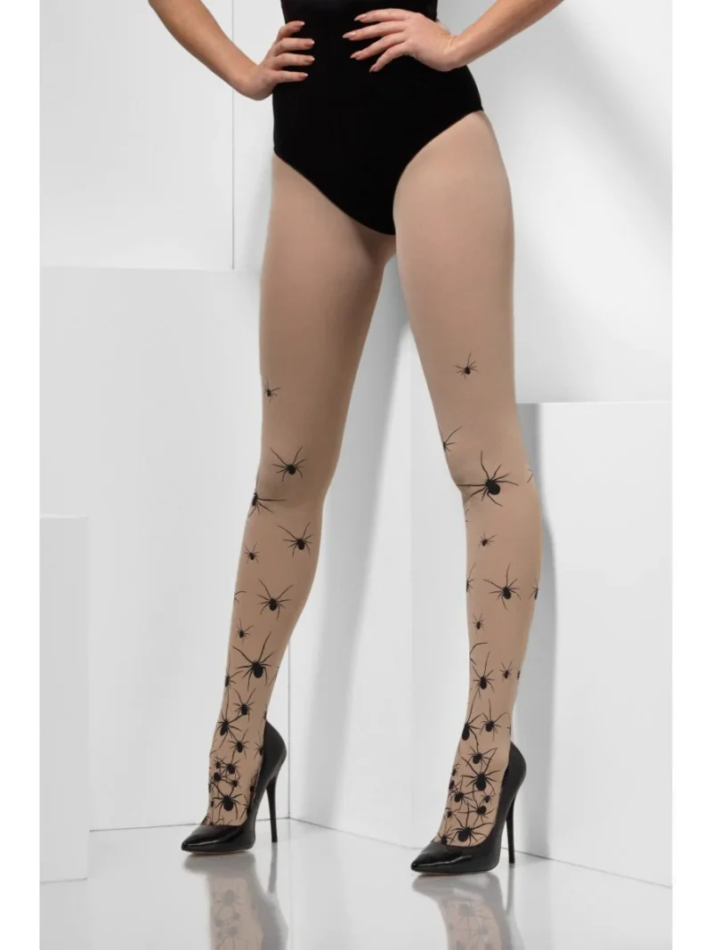 Nude Opaque Tights with Spiders - Image 2