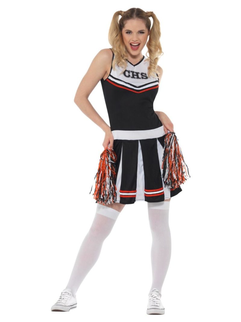 Cheerleader Black Ladies Fancy Dress Costume - Image 2