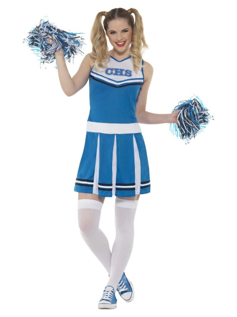 Cheerleader Blue Ladies Fancy Dress Costume