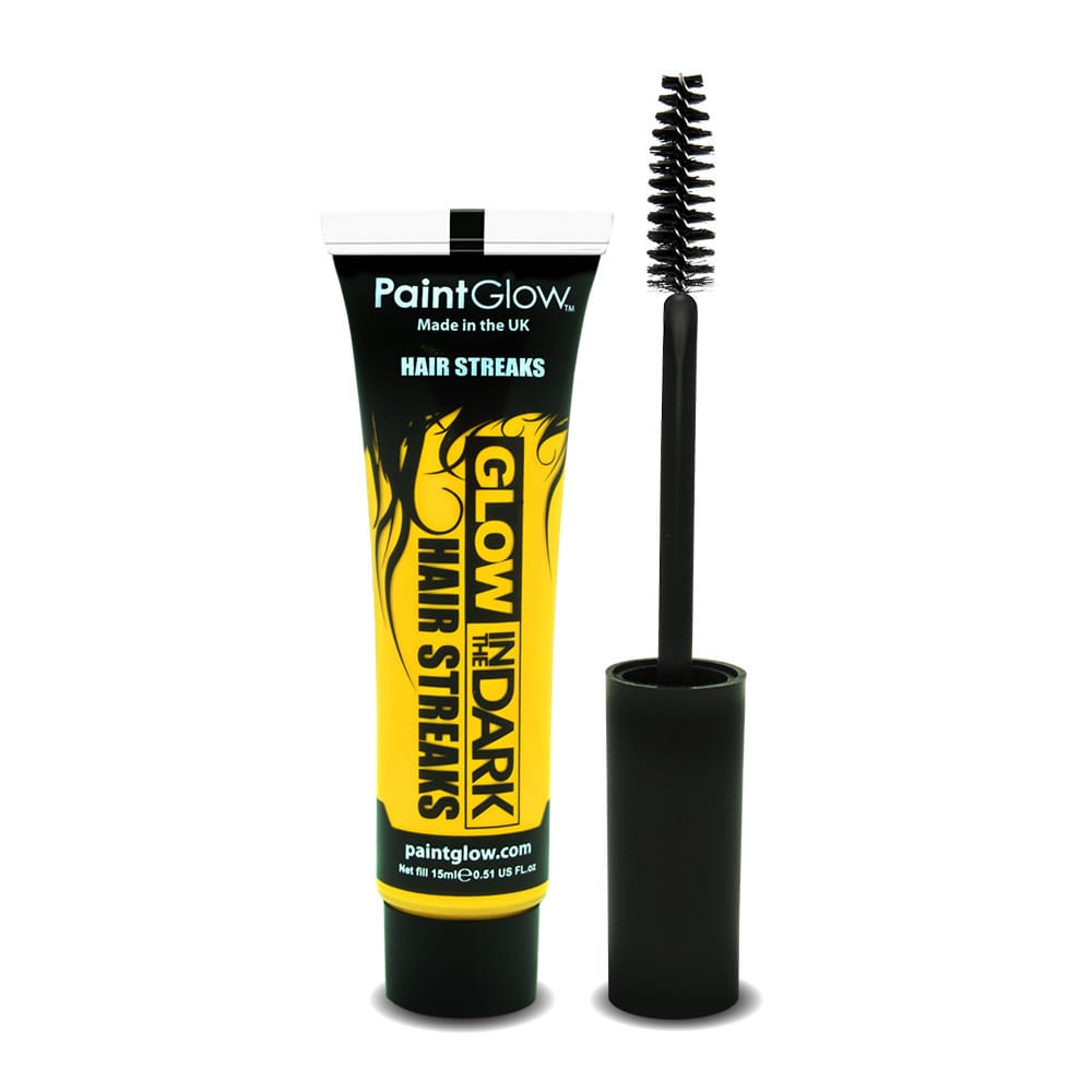 Glow in the Dark Hair Streaks Yellow with Applicator Brush 15ml