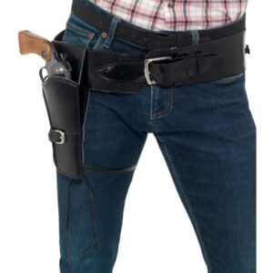 Adult Faux Leather Single Holster with Belt Black