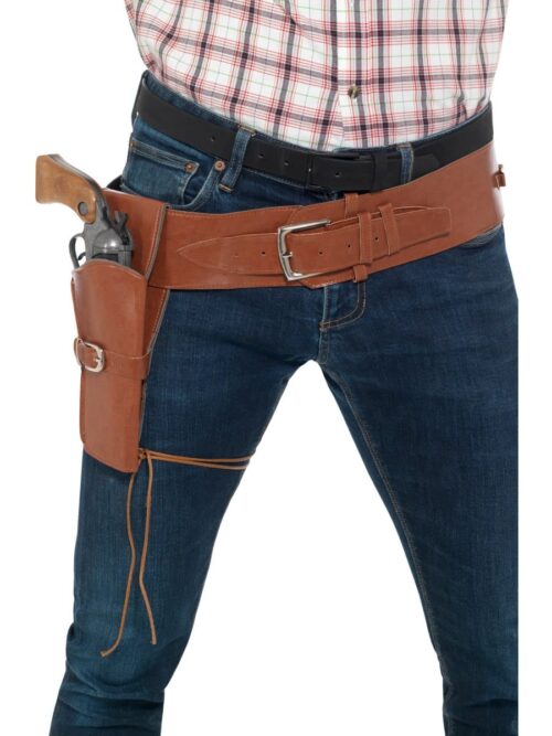 Adult Faux Leather Single Holster with Belt Tan