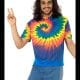 1960s Tie Dye T-Shirt Men's Fancy Dress Costume