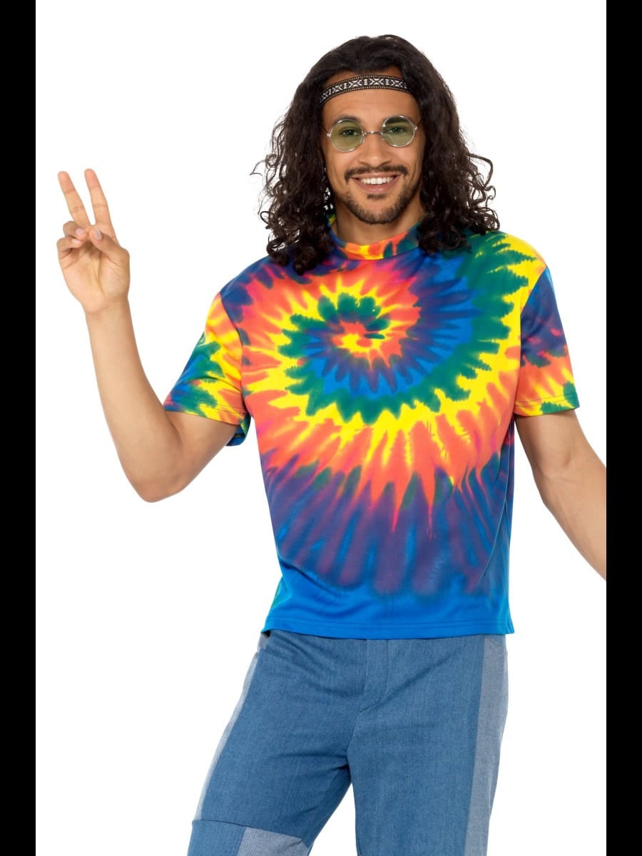 1960s Tie Dye T-Shirt Men's Fancy Dress Costume