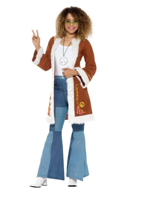 Retro Afghan Coat Ladies Fancy Dress Costume