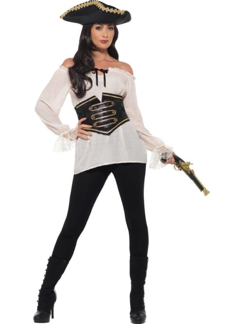 Deluxe Ladies Pirate Shirt Ivory Ladies Fancy Dress Costume