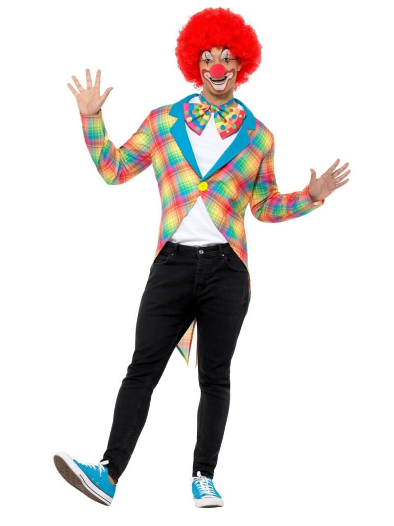 Checked Clown Tailcoat Men's Fancy Dress Costume