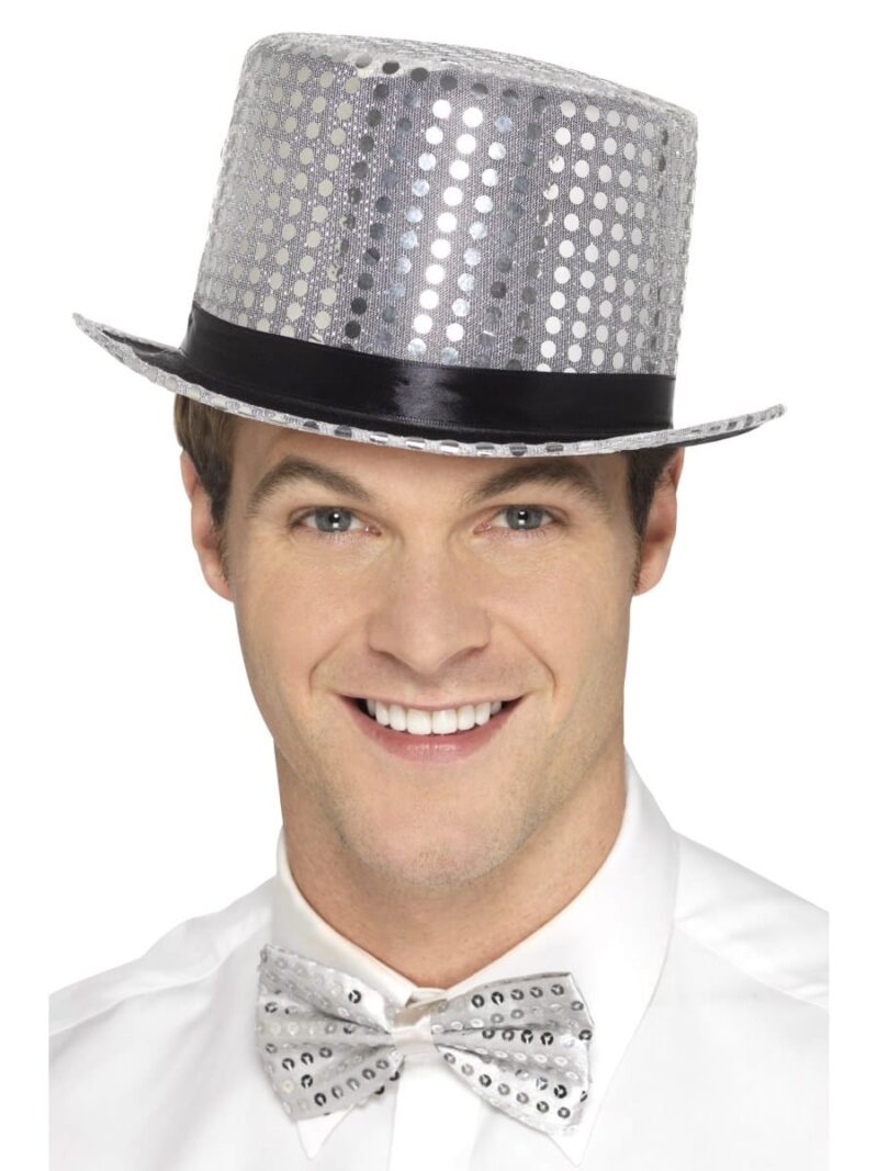 Sequin Top Hat Silver