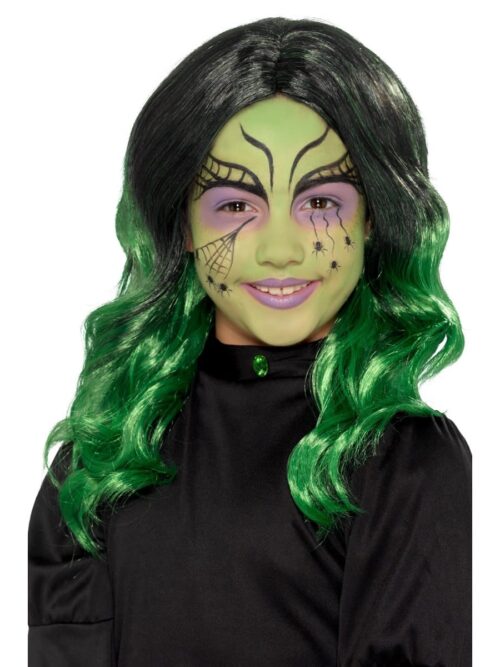 Kids Witch Wig Black/Green