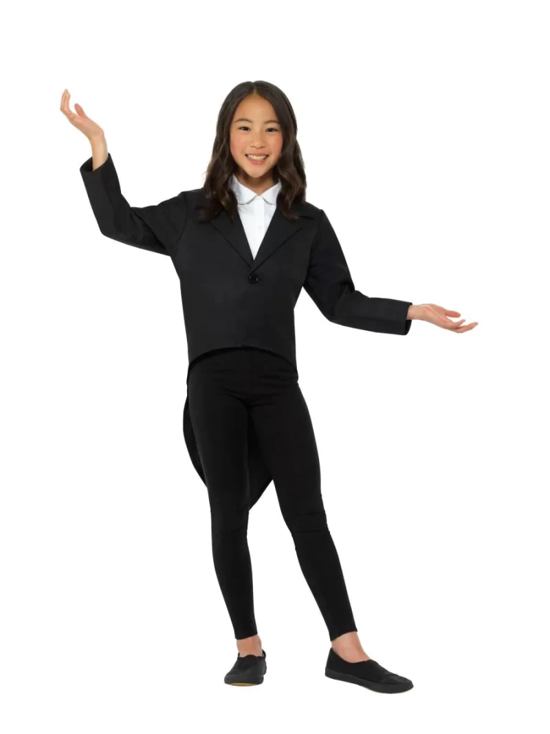 Black Tailcoat Children's Unisex Fancy Dress Costume - Image 2