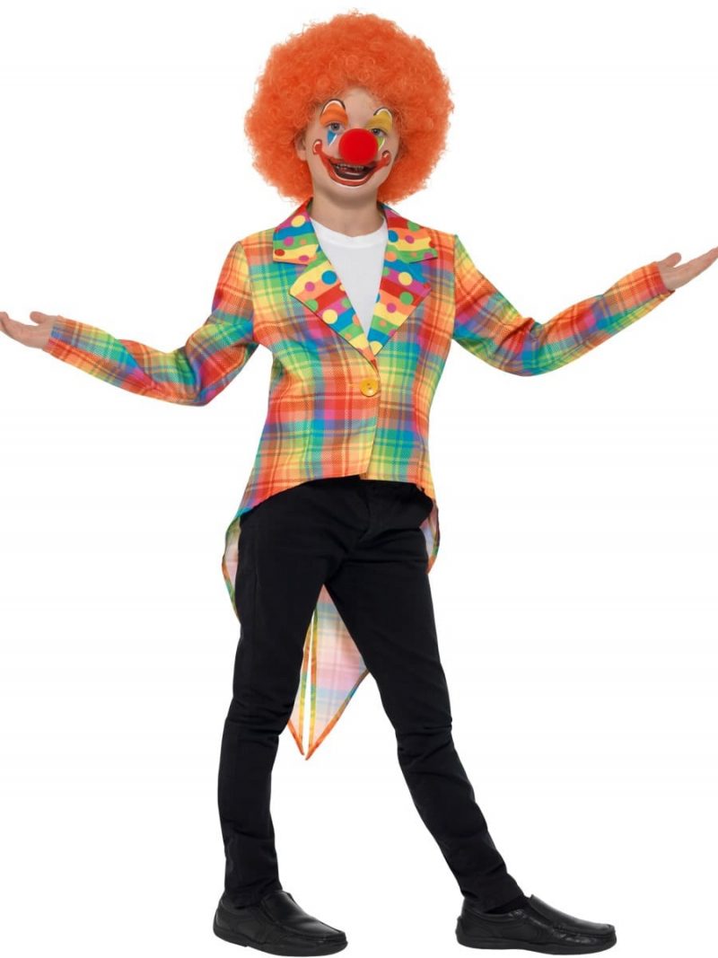 Neon Tartan Clown Tailcoat Children's Fancy Dress Costume
