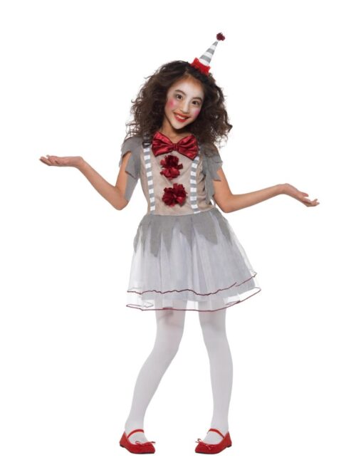 Vintage Clown Girl Children's Halloween Fancy Dress Costume