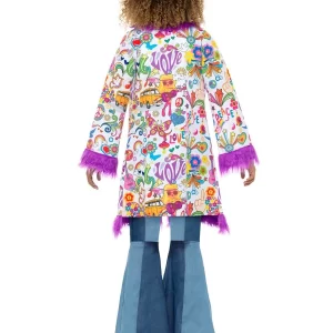 60s Groovy Hippie Coat Ladies Fancy Dress Costume - Image 2