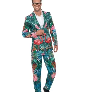 Hawaiian Tropical Flamingo Suit Men's Fancy Dress Costume - Image 2