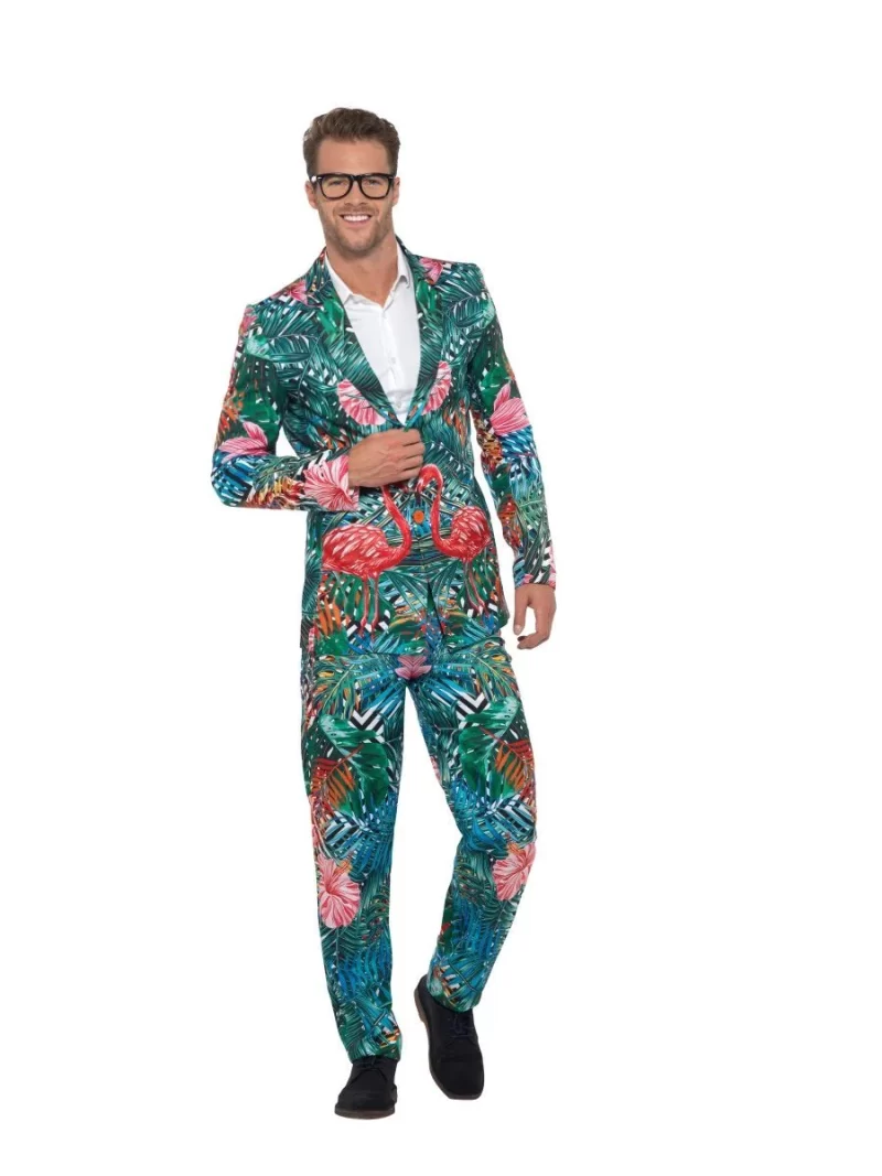 Hawaiian Tropical Flamingo Suit Men's Fancy Dress Costume - Image 2
