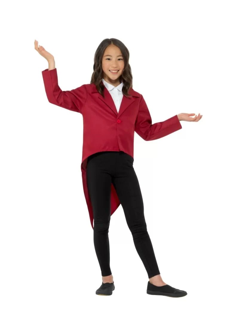 Red Ringmaster Tailcoat Children's Unisex Fancy Dress Costume - Image 2