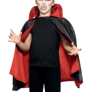Reversible Children's Vampire Cape Black/Red - Image 2