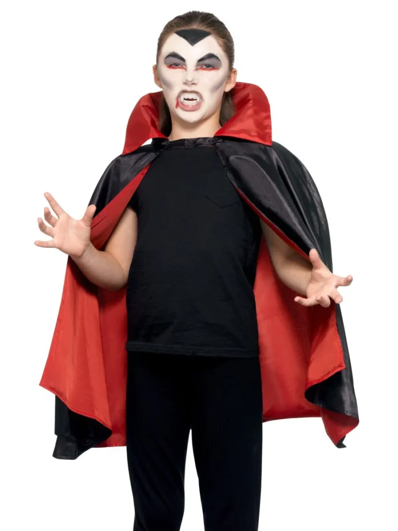 Reversible Children's Vampire Cape Black/Red - Image 2