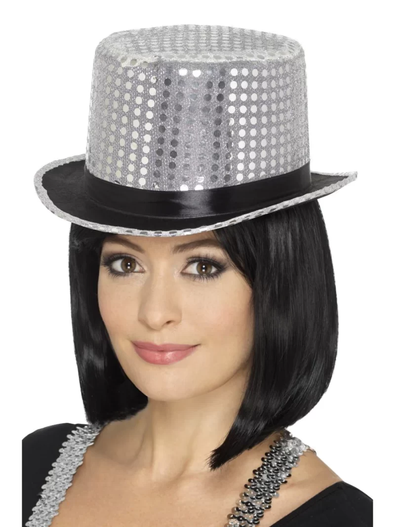 Sequin Top Hat Silver - Image 2