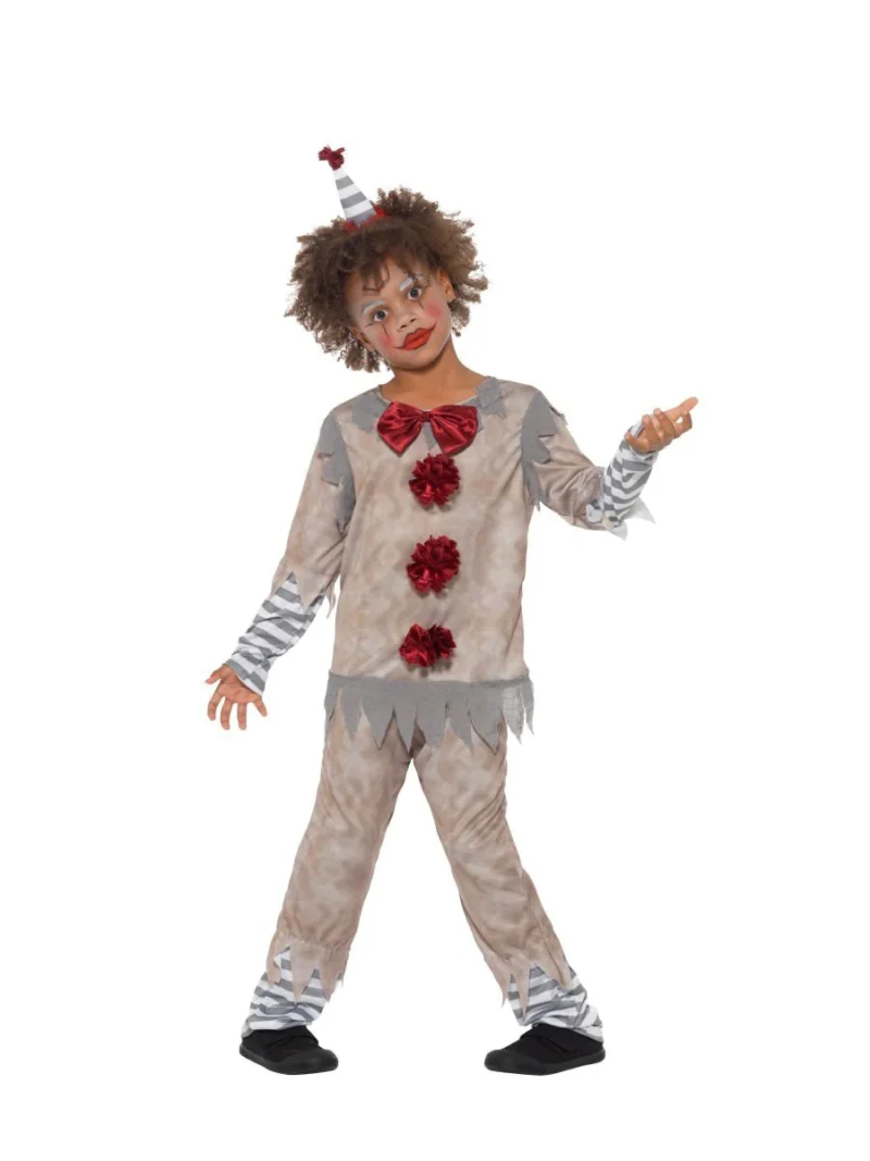 Vintage Clown Boy (Pennywise) Children's Halloween Fancy Dress Costume - Image 2