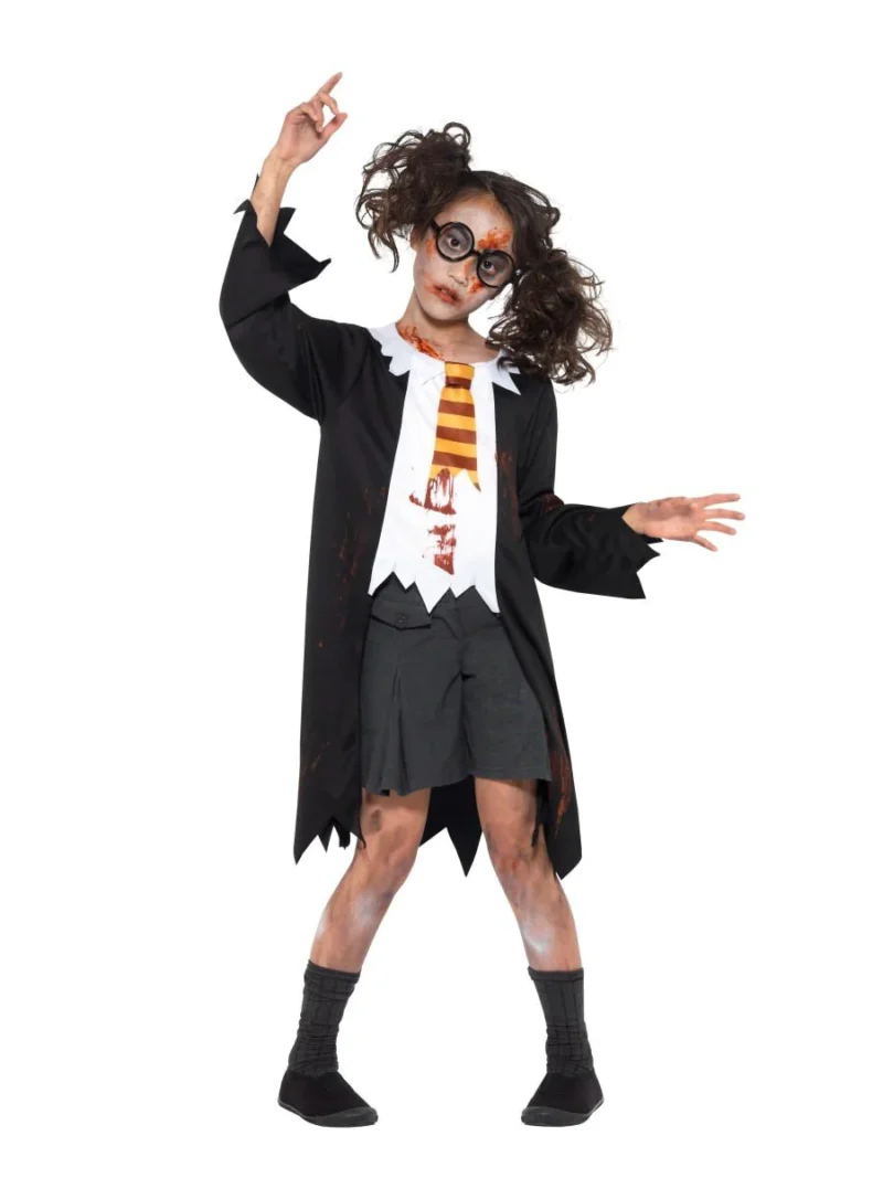 Zombie Wizard Student Children's Halloween Fancy Dress Costume - Image 2