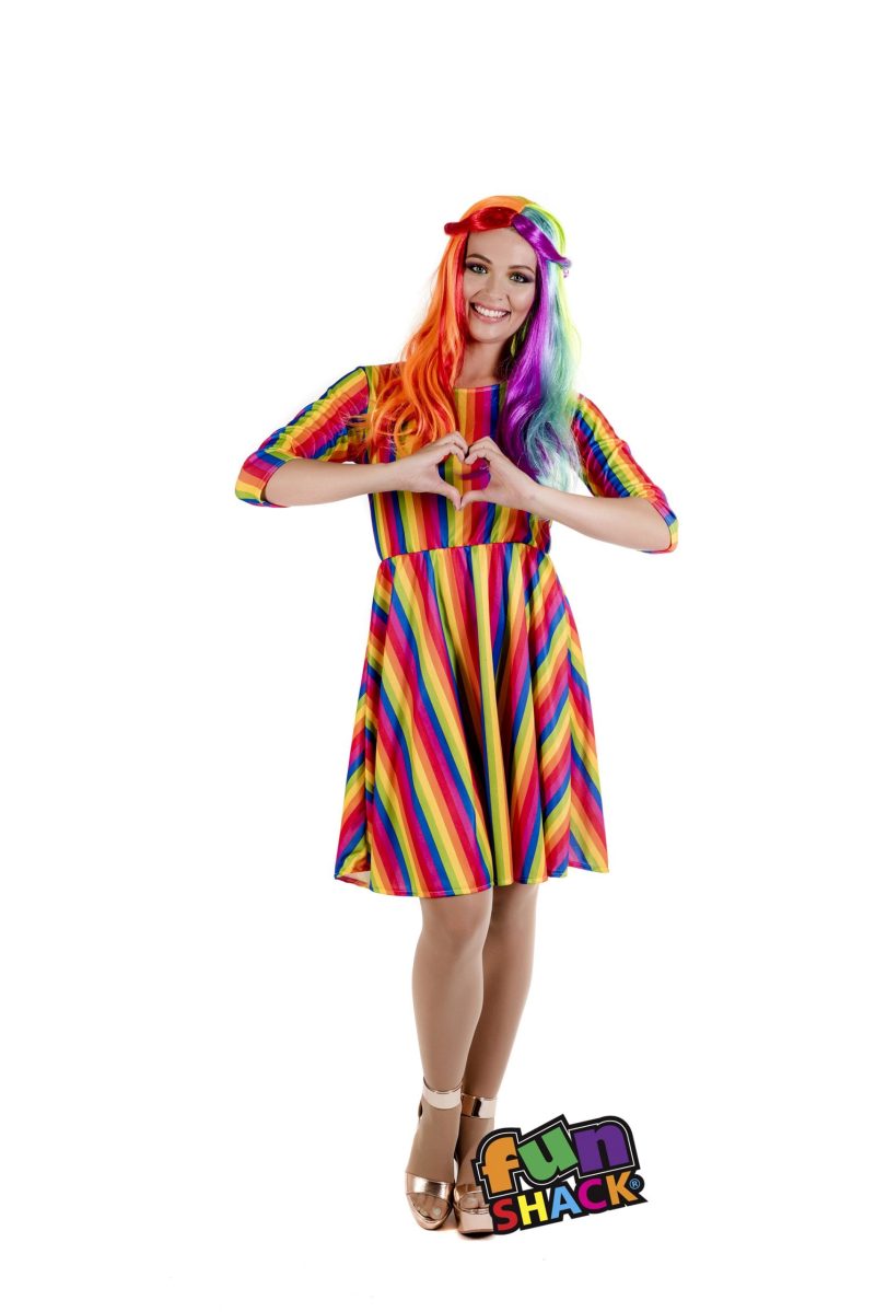 Rainbow Dress Ladies Fancy Dress Costume