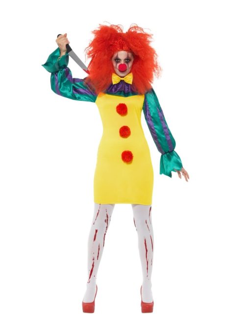 Classic Horror Clown Lady Halloween Ladies Fancy Dress Costume