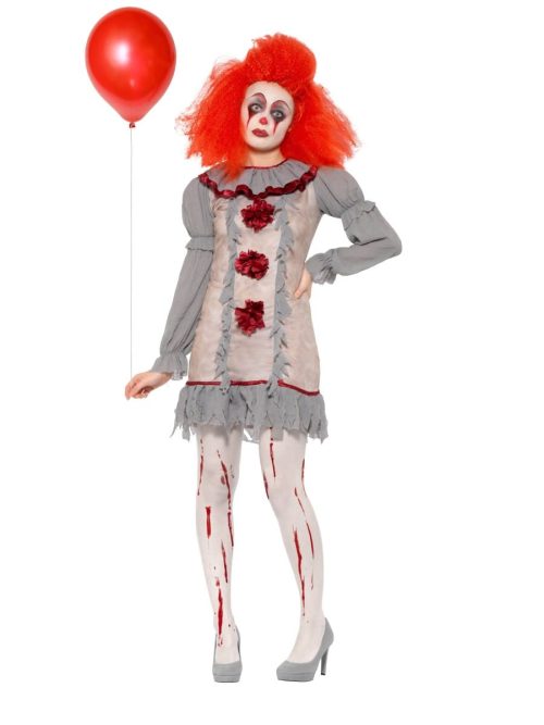 Vintage Clown Halloween Ladies Fancy Dress Costume