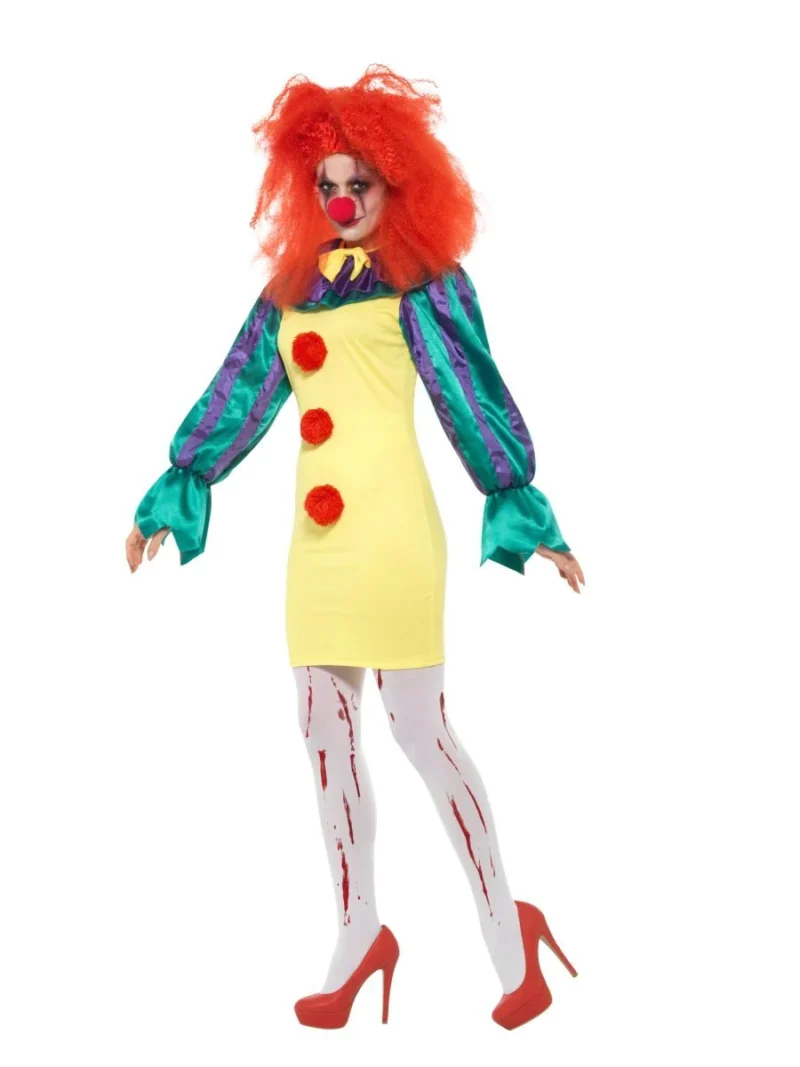 Classic Horror (IT) Clown Lady Halloween Ladies Fancy Dress Costume - Image 2