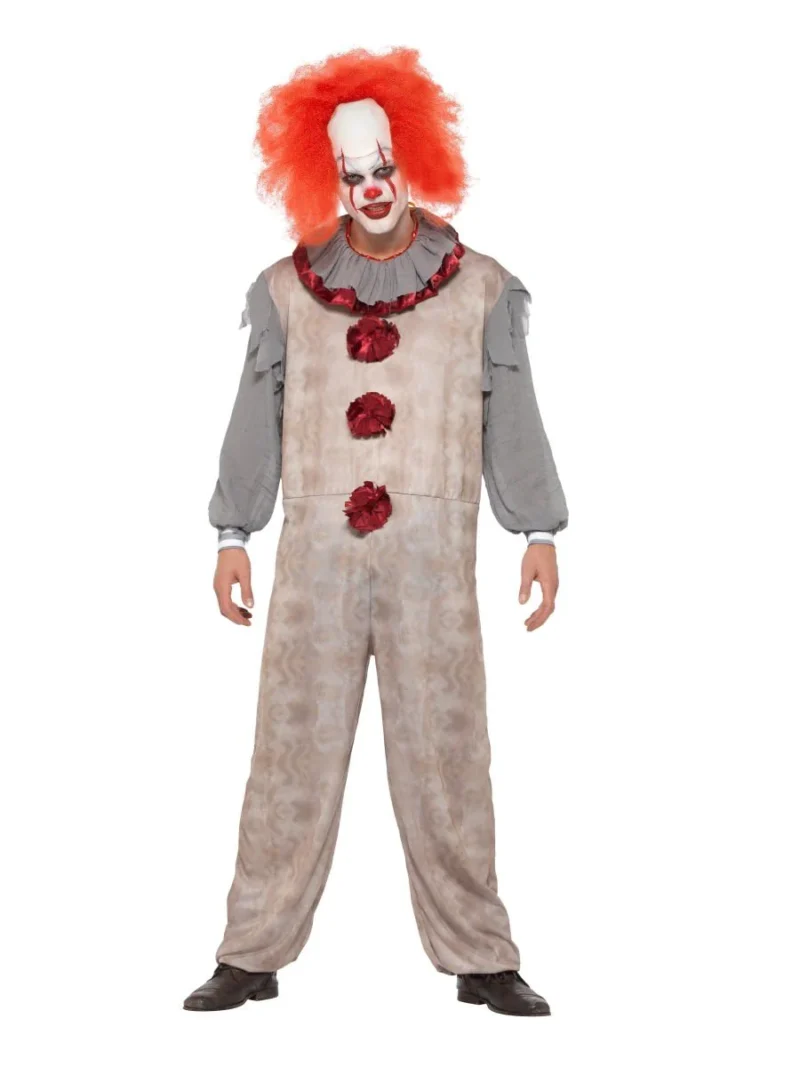Vintage Clown (IT Pennywise) Halloween Men's Fancy Dress Costume - Image 2