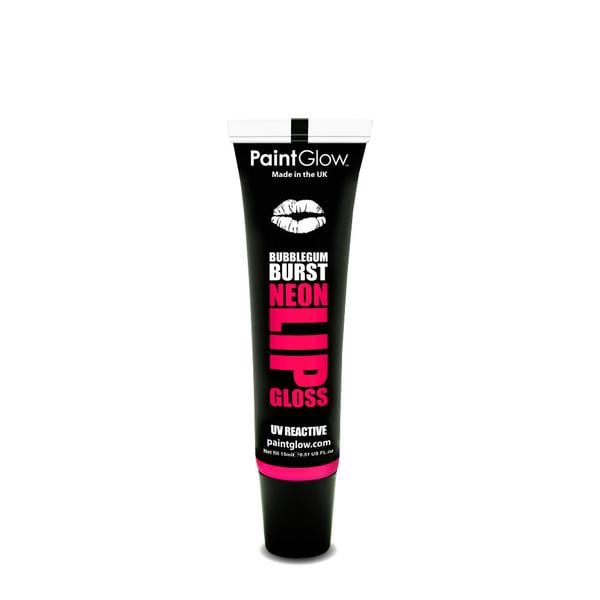 PaintGlow UV Reactive Neon Lip Gloss 15ml Bubblegum Burst