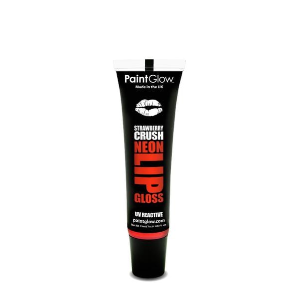 PaintGlow UV Reactive Neon Lip Gloss 15ml Strawberry Crush
