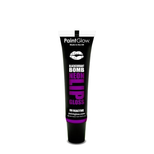 PaintGlow UV Reactive Neon Lip Gloss 15ml Blackcurrant Bomb