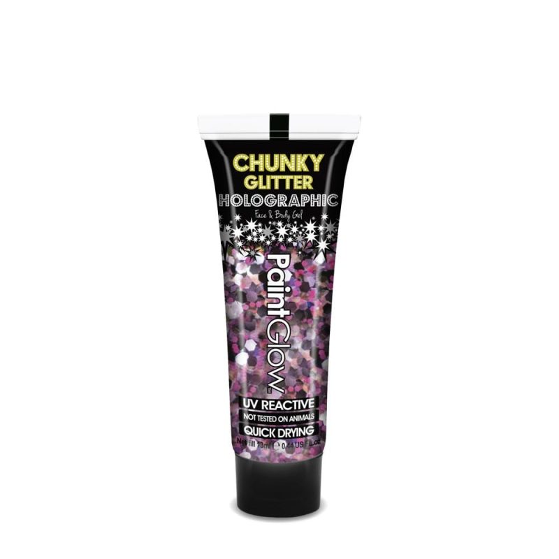 PaintGlow Holographic UV Reactive Chunky Glitter Gel 13ml Purple Haze